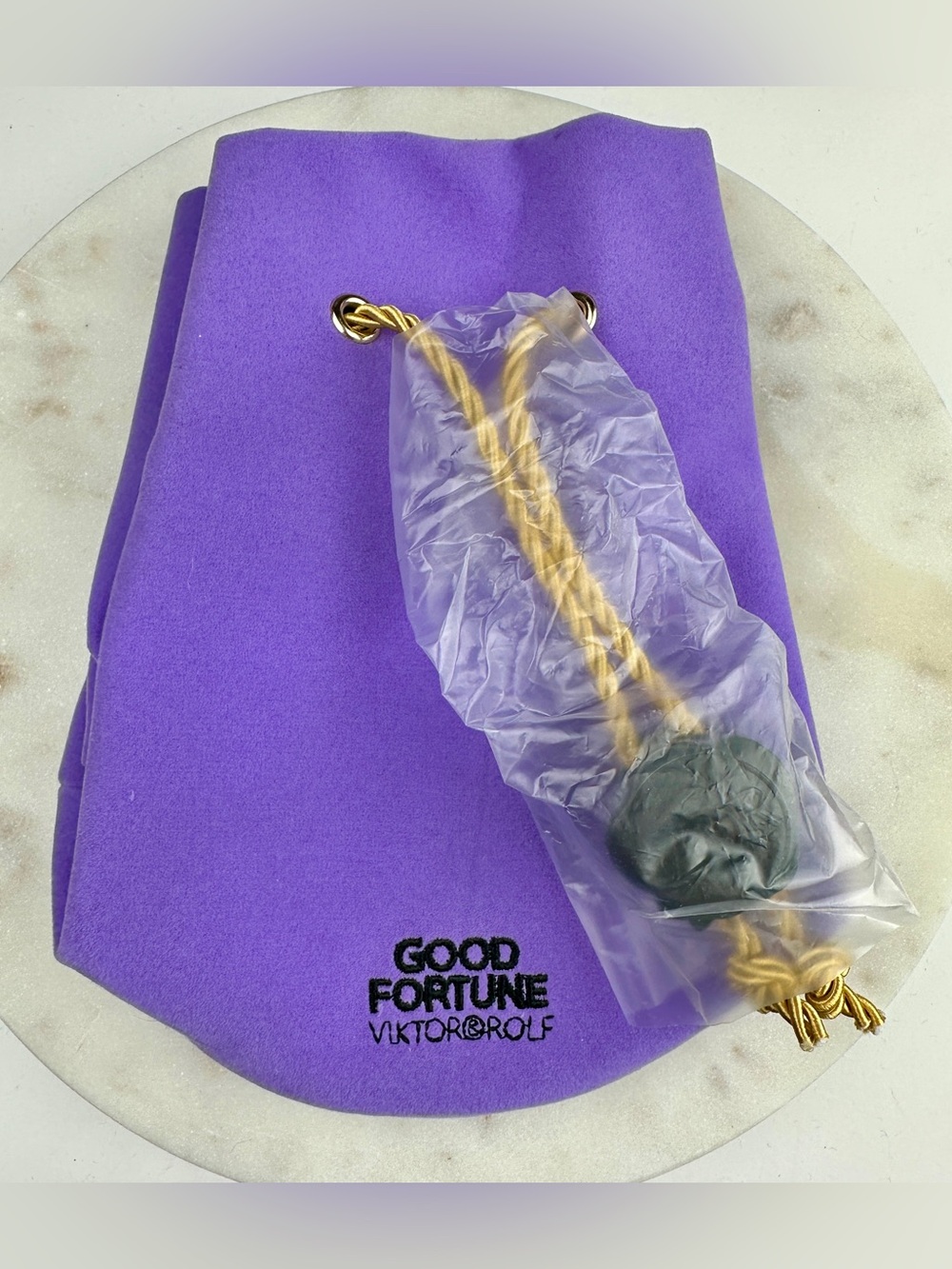Viktor&Rolf Good Fortune Purple Velvet Cosmetic Pouch Gold Cord NEW 7x5